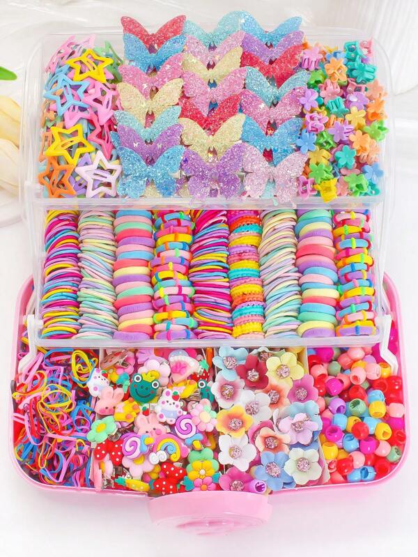 510pcs/Set Multicolor Cute Shiny Butterfly, Dopamine, Star Hair Clips, Barrettes, Hair Bands, Hair Ties, Hair Accessories Gift Set For Girls
