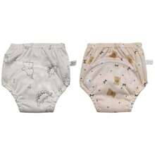 Paquete de 3 pantalones de entrenamiento para ir al baño reutilizables y lavables para niños y niñas pequeños, con patrones de animales lindos, ajuste regular, sin cintura, estiramiento medio, pantalones de pañal de entrenamiento para recién nacidos, material suave para lavar a máquina o a mano - un gran regalo para baby shower para varias ocasiones