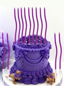 6pcs/12pcs Purple Wavy Candles For Birthday Party Cake Decorations