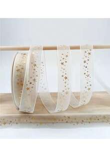 1 rotolo da 20 iarde di nastro dorato a stelle, cordino per confezioni regalo, per decorazioni di compleanni, fiocchi per capelli, forniture per feste, artigianato fai-da-te