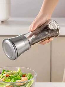 1 件装手动不锈钢研磨瓶，适用于海盐和胡椒，家用厨房调味罐，玻璃便携式