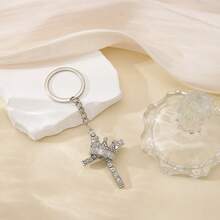 1pc Zinc Alloy Luxurious Rhinestone Crown Cross Key Chain, Women Handbag Keychain Pendant, Automotive Keyring Decor Accessory, All Season - Multicolor - View 10