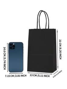 10 件多色带手柄礼品袋，牛皮纸派对袋，适合圣诞派对、婚礼、生日、庆典、聚会、DIY，5 种尺寸