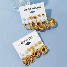 [Luxury Fashion Earrings] 11 Pairs Luxury Palace Style Fashion Earrings - Heart, Butterfly, Flower, Twisted, Geometric, Faux Pearl Earrings - Suitable For Women's Parties, Dates, Vacations, Minimalist Style Jewelry