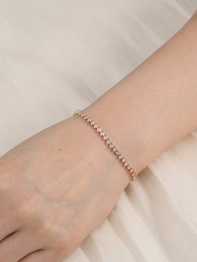 Nooxian 1入組鑲嵌手鍊（方形氧化鋯隨機發貨）