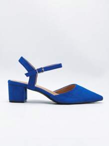 Wide Fit Women's New Spring/ Summer Open-Toe Chunky Heel Sandals, Versatile Comfortable Soft Leather Pointed Toe Elegant Outdoor High Heels