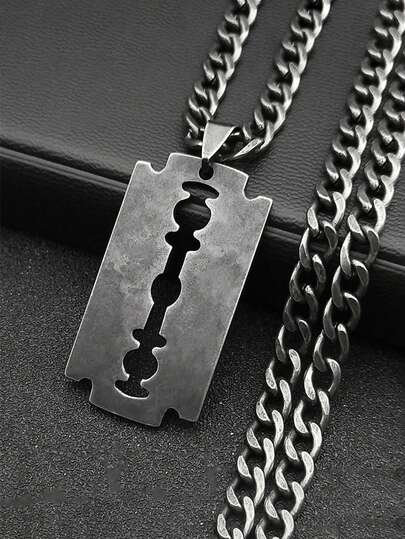 1pc Stainless Steel Long Necklace For Men Women Black Color Punk Gothic Steampunk Grunge Hip Hop Necklaces Jewelry