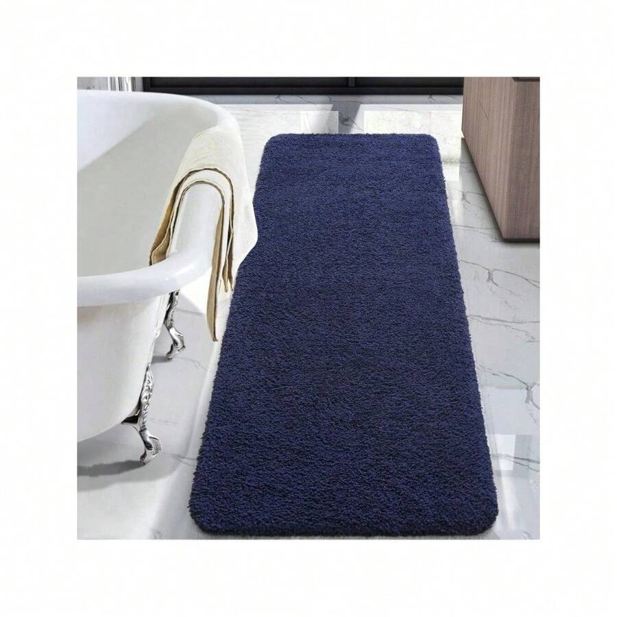 Bathroom Rug Runner 24x60 Inch, Soft Thick Absorbent Microfiber Bath Rugs For Bathroom, Machine Washable, Shaggy Plush Non Slip Bath Mat For Tub, Shower Floor, Quick Dry Mats, Navy - Black - View 1