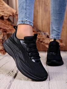 1 双女式公路跑鞋、休闲运动鞋 - 轻便舒适，适合户外旅行和散步，2025 年春夏新款轻便透气网眼旅行鞋和多功能跑步运动鞋 - 黑色 - 查看 4