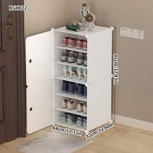 Zapatero de entrada simple, gabinete de almacenamiento de zapatos de plástico de varios niveles, organizador de zapatos a prueba de polvo para dormitorio estudiantil, hogar, color blanco - Ver 3