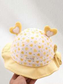 1pc Spring/Autumn Baby Girl Cartoon Heart Bucket Hat, Suitable For Daily Wear - Pink - View 11