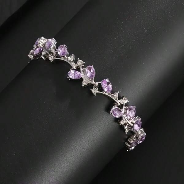 Braccialetto multistrato elegante con decorazioni floreali e a rami, impreziosito da pietre sintetiche di zirconia, accessorio alla moda e versatile per le uscite estive, brillante, perfetto come regalo di festa della mamma o di laurea