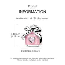 香水瓶蝴蝶结串珠 - 925 纯银香水吊坠适合原创手链项链珠宝，是时尚达人配饰/派对的奢华礼物 - 玫紅色 - 查看 5