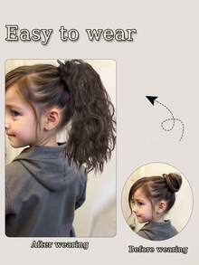 Synthetic High Temperature Heat Resistant Fiber Kids 14 Inch Water Ripple Curly Ponytail Extension Medium Long Hair Ponytail Natural High Ponytail Wig For Children Hair Accessories Daily Festival Use, Halloween - Multicolor - View 8