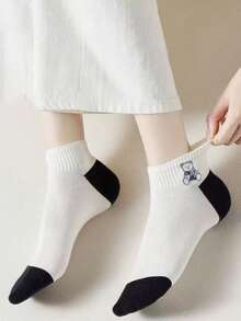 4/8 Pairs Assorted Color Casual Breathable Striped Letter Pattern Short Ankle Socks For Women, Fashion & Versatile, Soft And Comfortable Sports Socks For Spring/Summer - Multicolor - View 4