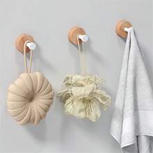 Wooden Hanging Hooks, Key Hooks, Jewelry Hooks, Bathroom Hooks, Kitchen Hooks, Towel Hooks, Clothes Hooks, Multi-Purpose Hooks, No-Drill, Cream Color, Anti-Rust, Anti-Mold, High Load-Bearing Capacity