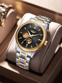 LONGLUX 1pc Men's Automatic Mechanical Watch, Waterproof Stainless Steel Strap, For Daily Wear, Holiday Gifts