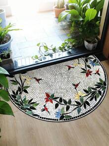 1pc Vintage Brick Pattern Printed Semi-Circular Entryway Rug, Washable Water Absorbent Bathroom Mat, Suitable For Living Room, Bedroom, Bathroom, Kitchen, Home & Room Decor - Multicolor - View 13
