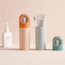 Cartoon Rabbit Travel Toothbrush Case, Portable Business Travel Washing Cup, Large Capacity Toothpaste Toothbrush Storage Box, Travel Essentials, With Round Window And Square Window 2 Types