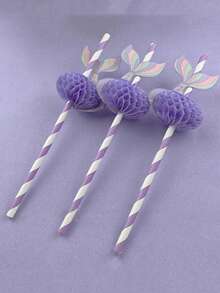 30PCS Mermaid Paper Straws,Wedding Decor,Baby Shower Party Decorations,Baby Stuff,Birthday Decoration Straws,Mermaid Party Stuff,Flower Girl Basket Wedding Decoration Straws,Wedding Items,Cool Summer Swimming Pool Party Paper Straw, Party Supplies - Multicolor - View 10