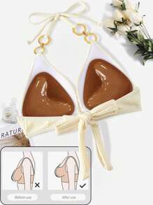 1 Pair Of Double Sided Self-Adhesive Bra Pads, Chest Pads Adhesive Pads, Reusable Padding Pads, Bra Bikini Invisible Thickened Chest Pads Waterproof For Swimming