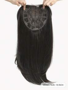 Hair Toppers For Hair Loss 18inch Hair Pieces For Women 6.5X6.5 Inch Hair Topper Adding Extra Hair Volume, Black Brown Straight Hair Toppers For Women Feel Like Real Hair - 黑棕色 - 查看 2