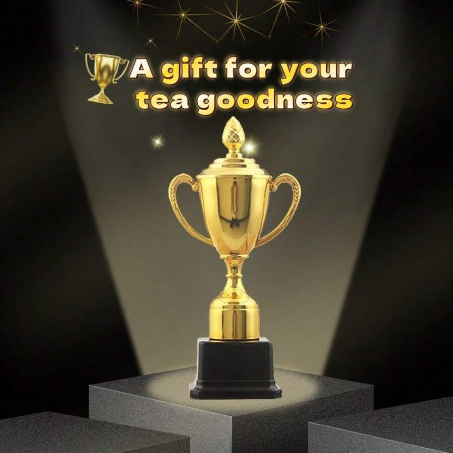 1 个金色塑料奖杯，足球篮球冠军体育比赛奖杯，适合学校运动会创意（奖杯上的划痕是工艺的正常部分，不会影响使用，请参考图 7-10 了解实际产品图片）