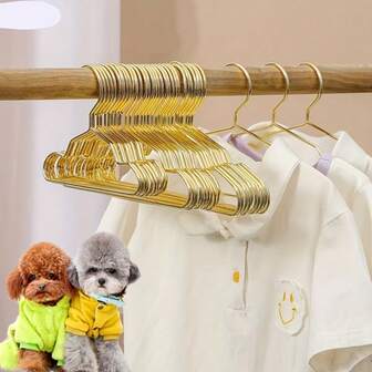 10pcs,Golden Metal Pet Hangers - Durable Iron Clothes Display Racks For Small & Mini Dogs & Cats, Ideal For Pet Store & Home Use, Pet Clothing Display | Modern Pet Accessories | Durable Iron Hangers, Pet Accessories, Without Battery