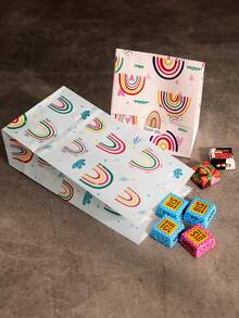 24pcs (12pcsGift Bag + 12pcs Rainbow Sticker) Rainbow Kraft Paper Gift Bag With Stickers - 2 Colors Multiple Rainbow Elements Design, Candy Cookies Snack Bag, Suitable For Graduation Party School Season Gift Bag, Baking Dessert Packaging Bags - Multicolor - View 2