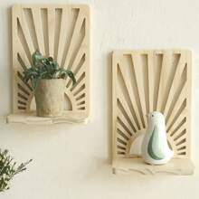 1pc Minimalist Wooden Hanging Wall Shelf For Home Decor, Plant Pot, Vase And Ornament Display
