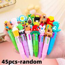 1/4/20/8/10/24/12pcs Random Cartoon Cute Four Color Mini Color Ballpoint Pen For Students, Four Color Mini Color Ballpoint Pen, Craft Pen Color Pen, 4 Color Ink, For Student Office Stationery Gift Set, Press Pen 0.7mm Refill, Back To School Essentials, School Supplies