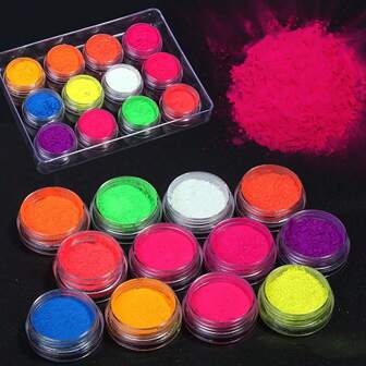 Dofuny 12 kleuren neon fluorescerend mineraal poeder voor gelpolish, zeep, kaarspoeder DIY handgemaakte zeepset poeder chroom voor het maken van sieraden epoxyhars decoratie kleuring