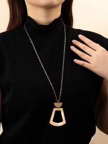 1pc Fashion Metal Geometric Pendant Necklace - Gold - View 15