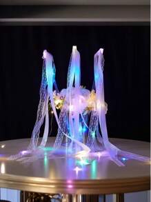 Warm White LED Wedding Magic Wand Ribbon, Ribbon With Bell, LED Fairy Glowing Silk, Fairy Wand, Glowing Flash Lace Wand, Suitable For Weddings, Birthday