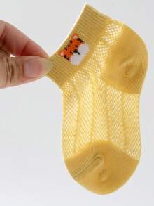 5 Pairs Summer Thin Tiger Pattern Breathable Soft Mesh Kids Socks - Multicolor - View 6