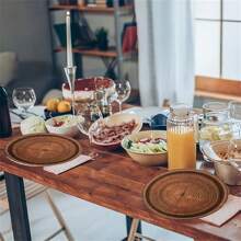 40pcs Wood Grain Pattern Disposable Plates, Thick Waterproof Disposable Plates With Wood Texture, Suitable For Theme Parties, Birthdays, Outdoor Gatherings, Family Meals, Daily Use