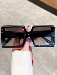 1pc Fashion Plus Size Women Colorblock Fashion Glasses, Multi-Color Decorative Glasses - Multicolor - View 10