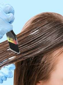 1pc Professional Salon Style Black Color Printed Soft Nylon Bristle Hair Brush With Comb Teeth, Hair Dyeing Tool