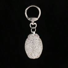 Chaveiro em Cápsula Metálica Oval de Cristal, À prova d'água e Hermético, Caixa de Armazenamento Pequena para Pílulas, Dourado Brilhante, Mochila Escolar
