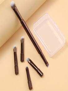 6pcs Mini Travel Makeup Brush Set With Transparent Box, Include Contour Brush, Concealer Brush, Eyeshadow Brush, Eyebrow Brush, Versatile And Soft Bristles To Meet Daily Makeup Needs, Convenient For Travel