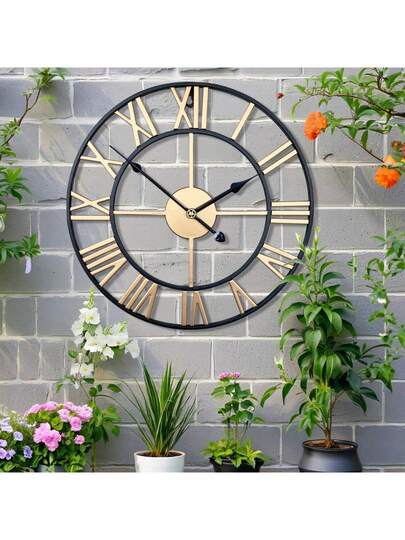 1pc Stylish Large Wand Klok In European Golden Metal Multiple Sizes, Vintage Silent Mechanism, Indoor Outdoor Garden Ornament Room Bedroom Dormitory Back To School Home view 6