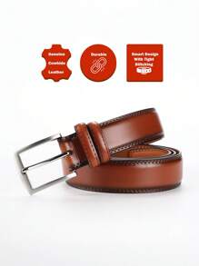 1/2pcs Genuine Leather Men's Belts | Stylish , 1 2/3" Width, Smart Design With Tight Stitching | Perfect For Casual Or Formal Occasions, Black & Brown