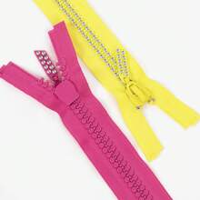 1pc, #10 Double Line Rhinestone Zipper, 23.62 Inch/39.37 Inch, Multi-Color Options (Black, White, Red, Green, Yellow, Pink, Blue, Etc.), Resin Zipper, Suitable For Jackets, Skirts And Pants, Sewing Zipper - 10# Double Row Drill - View 9
