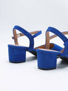 Wide Fit Women's New Spring/ Summer Open-Toe Chunky Heel Sandals, Versatile Comfortable Soft Leather Pointed Toe Elegant Outdoor High Heels
