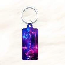 1pc Fashionable 12 Zodiac Sign Style Iron Painted Printed Double Sided Keychain Key Ring Bag Accessory, Suitable For Unisex Gift - Multicolor - View 16