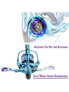 SOUGAYILANG 10KG 最大阻力旋转渔线轮,旋转超级顺畅,5.2:1 齿轮比淡水渔线轮,蓝宝石蓝色 1000-4000 系列强力海水旋转渔线轮,带铝制线轴折叠摇杆,左右手柄可互换,夏季必备钓鱼装备 - 寶藍色 - 查看 8