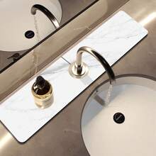 1 pieza de Alfombrilla antideslizante absorbente de goma con diseño impreso de mármol blanco, secado rápido, base impermeable, ideal para el baño, la cocina, la oficina, el restaurante, la granja, decoración del hogar