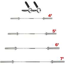 TnP 5ft 6ft 7ft Feet  Bar Weight Lifting Barbell Bars With Spring Collars Collar 6' Feet - as pic - View 2