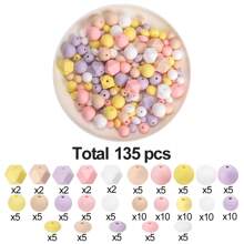 135pcs Fashion Silicone Beads DIY Jewelry Making Kit - 5 Colors Mixed Sizes (9-15mm) Round & Hexagon Craft Accessories Set With Pendants/Keychains/Necklace/Bracelet/ID Lanyard Supplies,Creative Gift For Women Men Craft Lovers(Students Office Gifts)