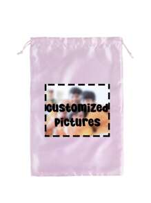 1pc Customized Soft Drawstring Bags For Hair Extensions, Wigs & Tools - Silky Satin Storage Pouches In Pink, Beige, Black, Red - Ideal For Travel & Organization, Personal Care Accessories